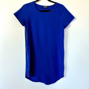 Papermoon Cobalt Blue Zipper Side Short Sleeve Tunic Top